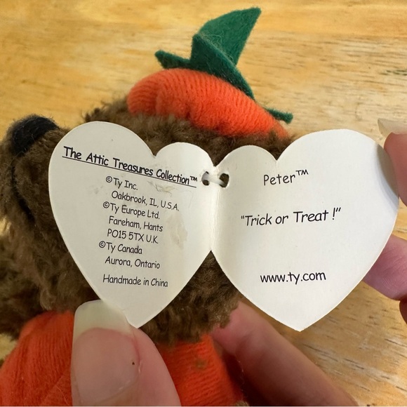 Ty Trick or Treat Peter pumpkin Halloween beanie baby plush bear 1993 - Picture 6 of 12